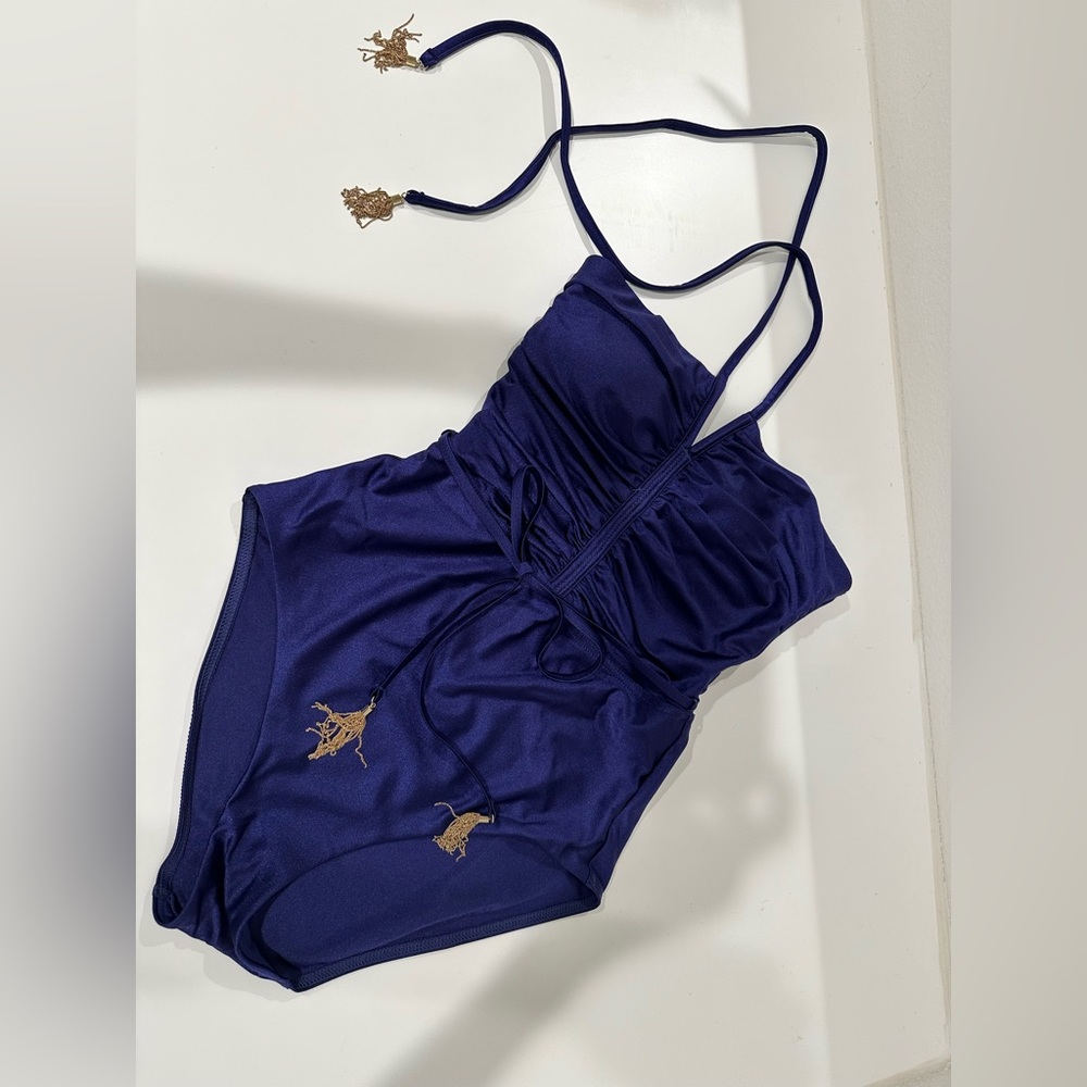 Anneke Ruched Halter One Piece Bikini Gem